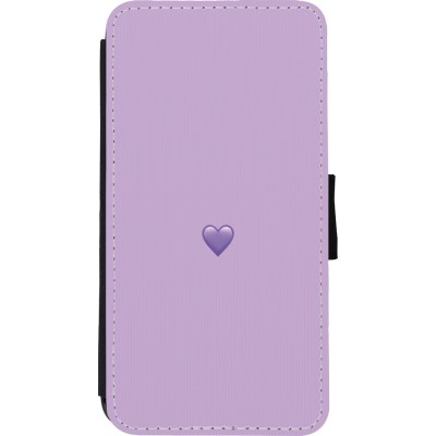 Coque iPhone Xs Max - Wallet noir Valentine 2023 purpule single heart