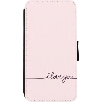 Coque iPhone Xs Max - Wallet noir Valentine 2023 i love you writing