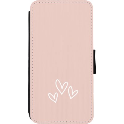 Coque iPhone Xs Max - Wallet noir Valentine 2023 three minimalist hearts