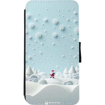 Coque iPhone Xs Max - Wallet noir Noël 2023 Petit Père Flocon