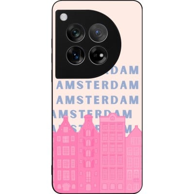 Coque OnePlus 12 - Silicone rigide noir Amsterdam Pink Print