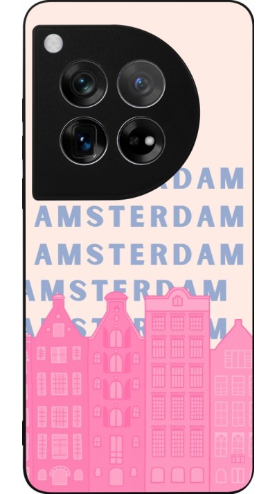 Coque OnePlus 12 - Silicone rigide noir Amsterdam Pink Print