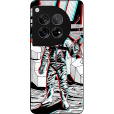 Coque OnePlus 12 - Silicone rigide noir Anaglyph Astronaut