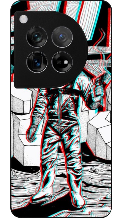 Coque OnePlus 12 - Silicone rigide noir Anaglyph Astronaut