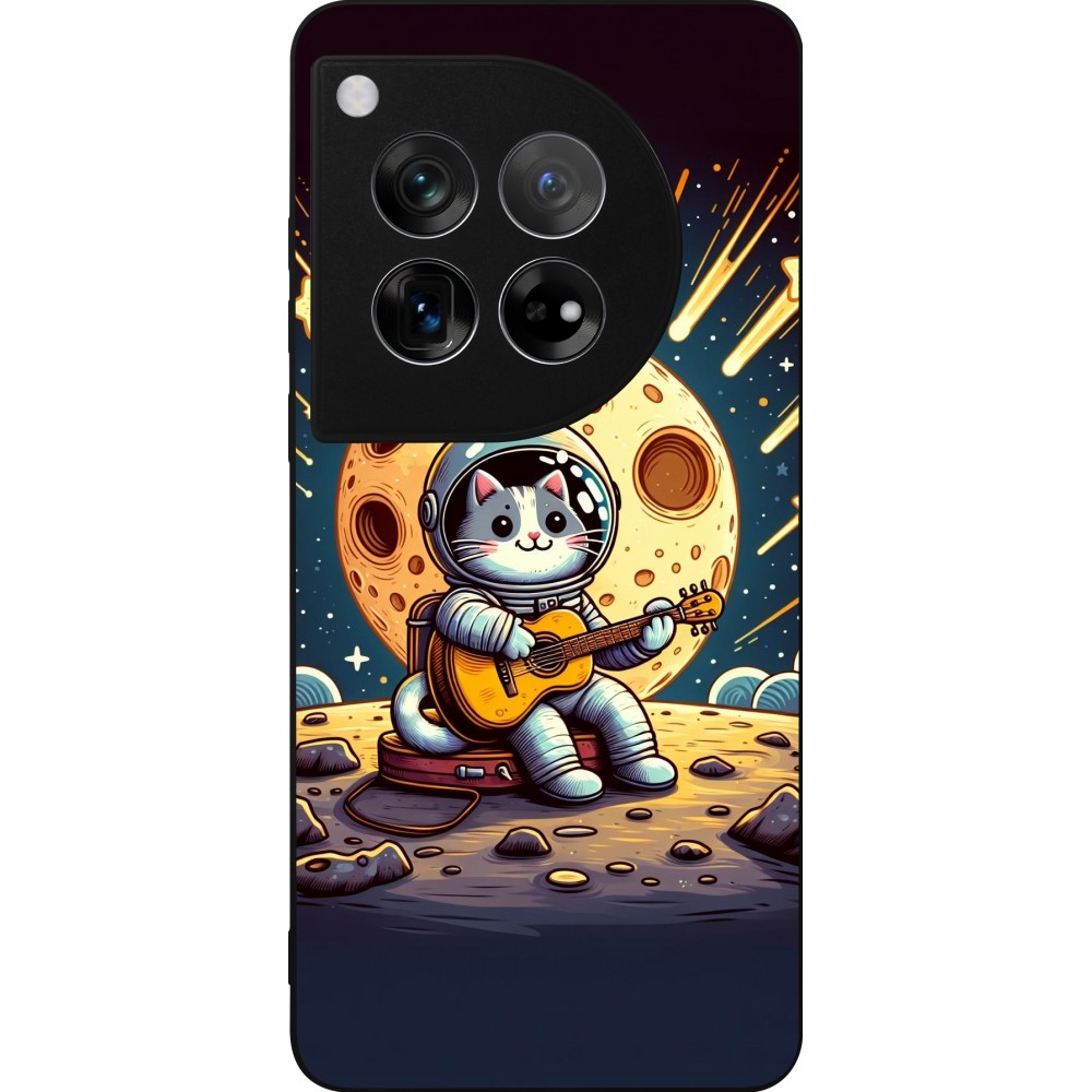 Coque OnePlus 12 - Silicone rigide noir AstroCat RockLune