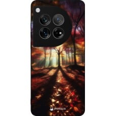 Coque OnePlus 12 - Silicone rigide noir Automne doré glare