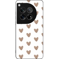 Coque OnePlus 12 - Silicone rigide noir Autumn 2024 brown hearts