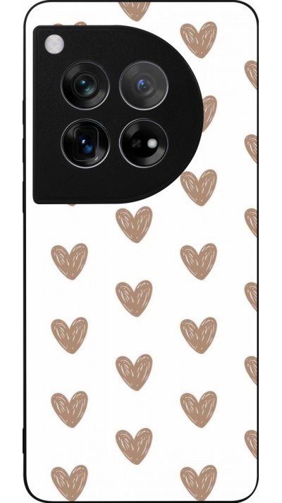 Coque OnePlus 12 - Silicone rigide noir Autumn 2024 brown hearts