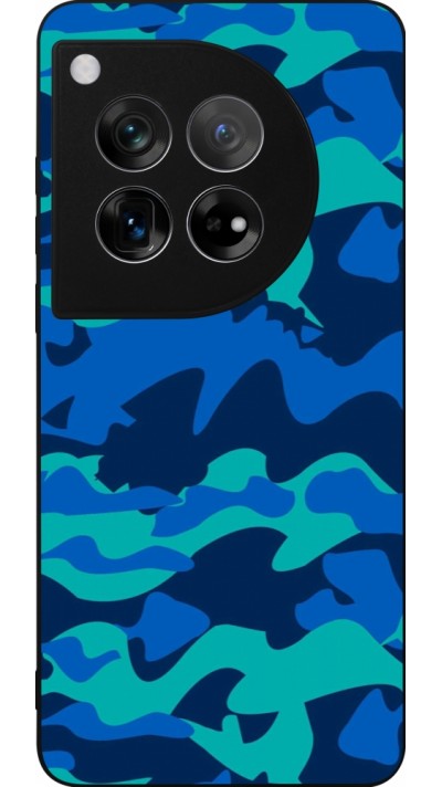 Coque OnePlus 12 - Silicone rigide noir Camo Blue