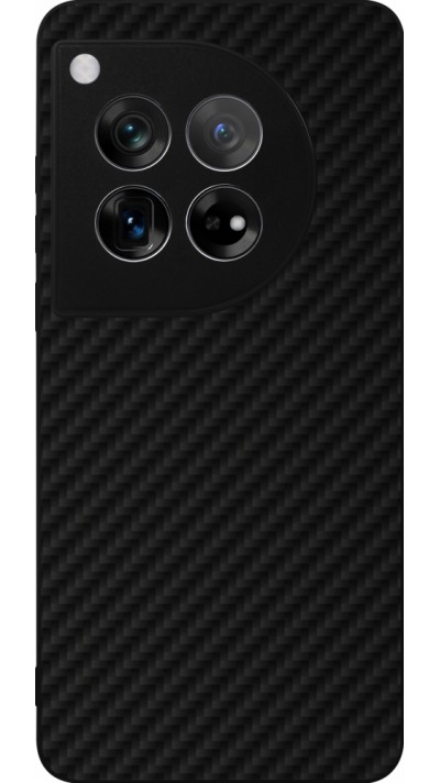 Coque OnePlus 12 - Silicone rigide noir Carbon Basic