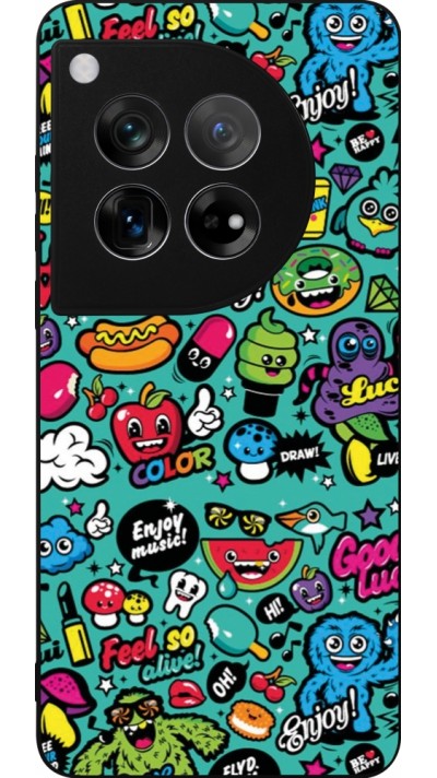 Coque OnePlus 12 - Silicone rigide noir Cartoons old school