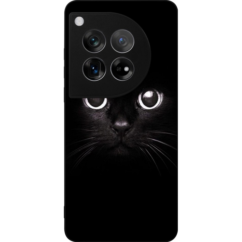 Coque OnePlus 12 - Silicone rigide noir Cat eyes