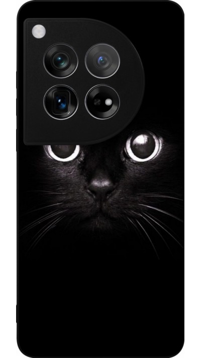 Coque OnePlus 12 - Silicone rigide noir Cat eyes