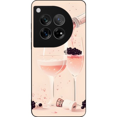 Coque OnePlus 12 - Silicone rigide noir Champagne Pouring Pink