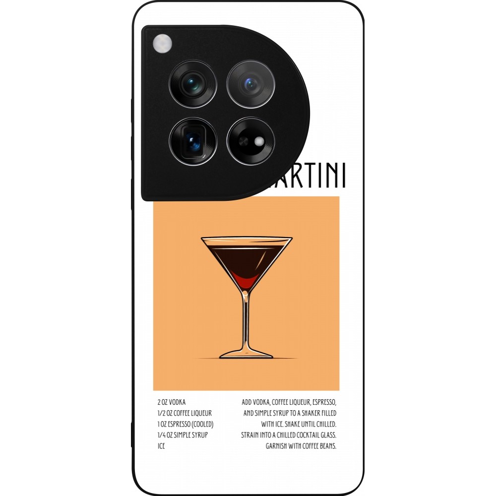 Coque OnePlus 12 - Silicone rigide noir Cocktail recette Espresso Martini