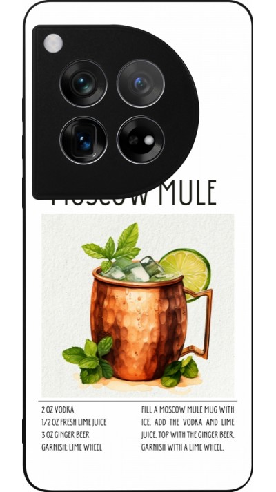 Coque OnePlus 12 - Silicone rigide noir Cocktail recette Moscow Mule