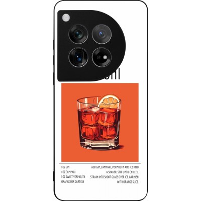 Coque OnePlus 12 - Silicone rigide noir Cocktail recette Negroni