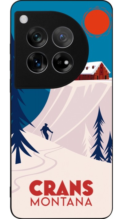 Coque OnePlus 12 - Silicone rigide noir Crans-Montana Cabane