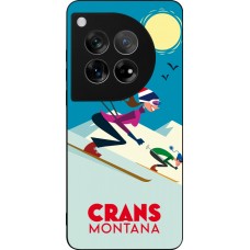 Coque OnePlus 12 - Silicone rigide noir Crans-Montana Ski Downhill