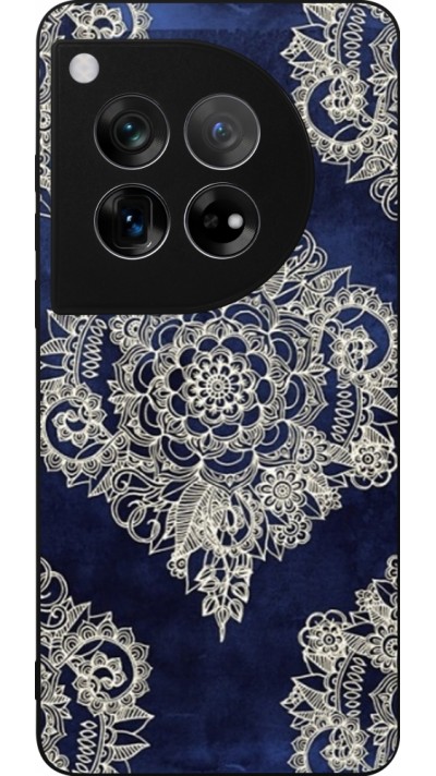 Coque OnePlus 12 - Silicone rigide noir Cream Flower Moroccan