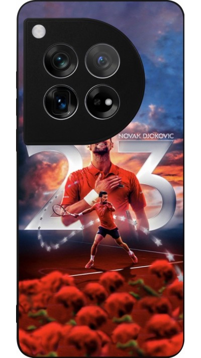 Coque OnePlus 12 - Silicone rigide noir Djokovic 23 Grand Slam