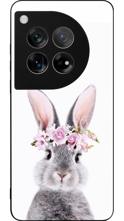 Coque OnePlus 12 - Silicone rigide noir Easter 2023 flower bunny