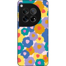 Coque OnePlus 12 - Silicone rigide noir Easter 2024 flower power