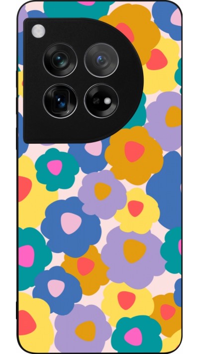 Coque OnePlus 12 - Silicone rigide noir Easter 2024 flower power