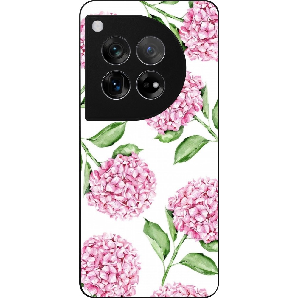 Coque OnePlus 12 - Silicone rigide noir Easter 2024 pink flowers