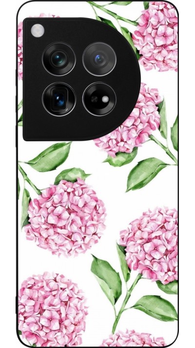 Coque OnePlus 12 - Silicone rigide noir Easter 2024 pink flowers