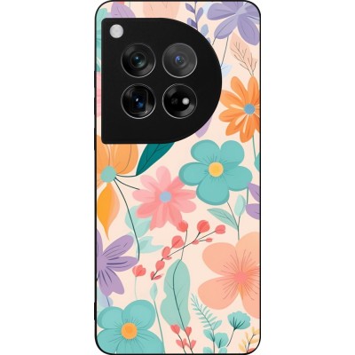 Coque OnePlus 12 - Silicone rigide noir Easter 2024 spring flowers