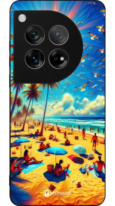 Coque OnePlus 12 - Silicone rigide noir Été Paradis Paint