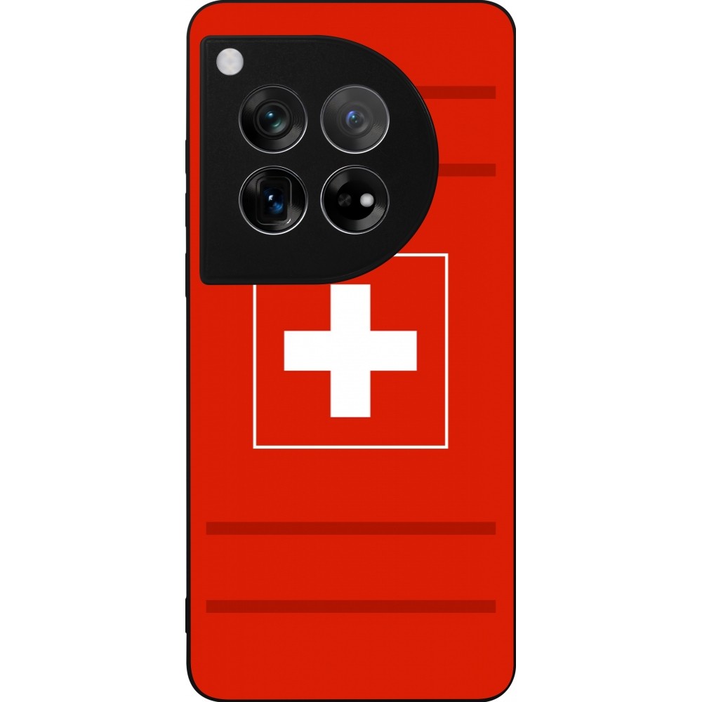 Coque OnePlus 12 - Silicone rigide noir Euro 2020 Switzerland