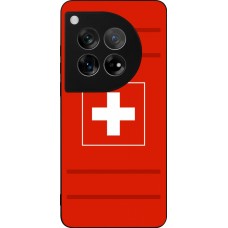 Coque OnePlus 12 - Silicone rigide noir Euro 2020 Switzerland