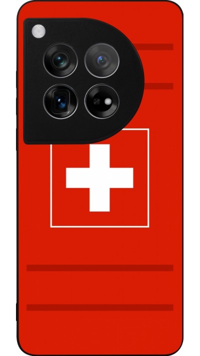 Coque OnePlus 12 - Silicone rigide noir Euro 2020 Switzerland