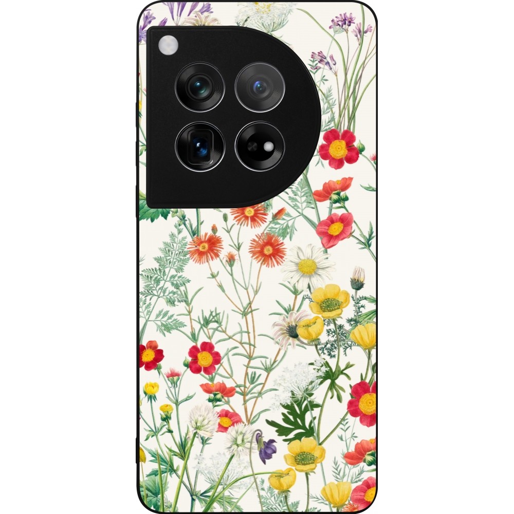 Coque OnePlus 12 - Silicone rigide noir Flora Botanical Wildlife