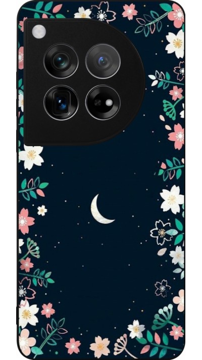 Coque OnePlus 12 - Silicone rigide noir Flowers space