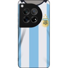 Coque OnePlus 12 - Silicone rigide noir Maillot de football Argentine 2022 personnalisable