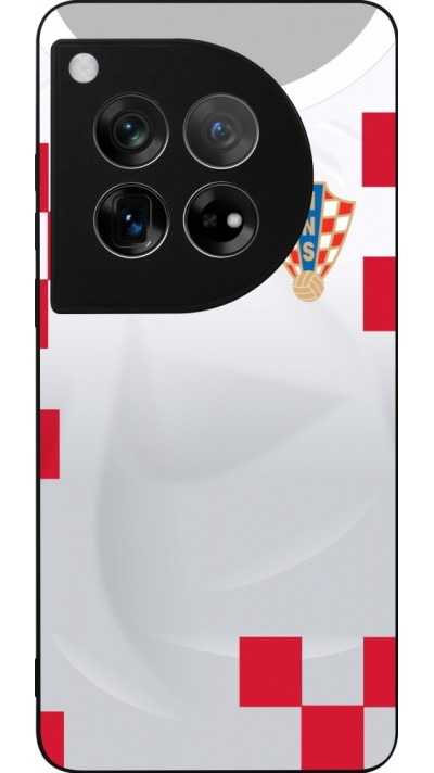 Coque OnePlus 12 - Silicone rigide noir Maillot de football Croatie 2022 personnalisable