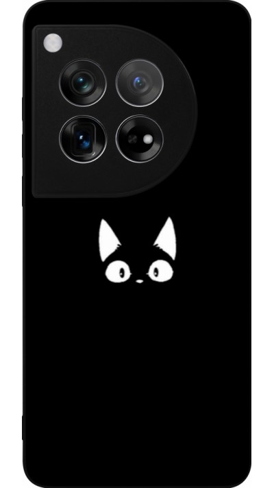 Coque OnePlus 12 - Silicone rigide noir Funny cat on black