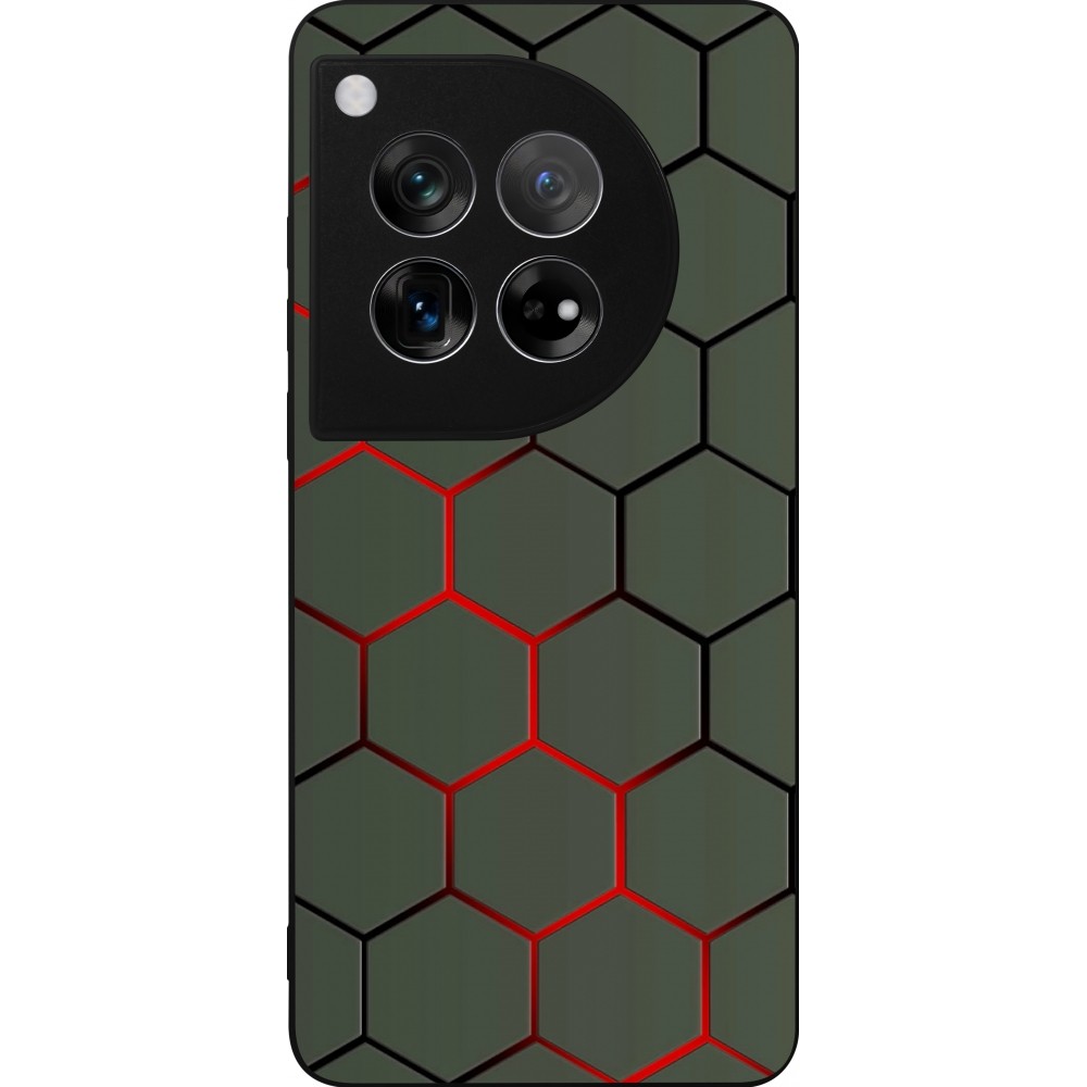 OnePlus 12 Case Hülle - Silikon schwarz Geometric Line red