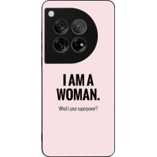 Coque OnePlus 12 - Silicone rigide noir I am a woman