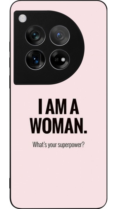 Coque OnePlus 12 - Silicone rigide noir I am a woman