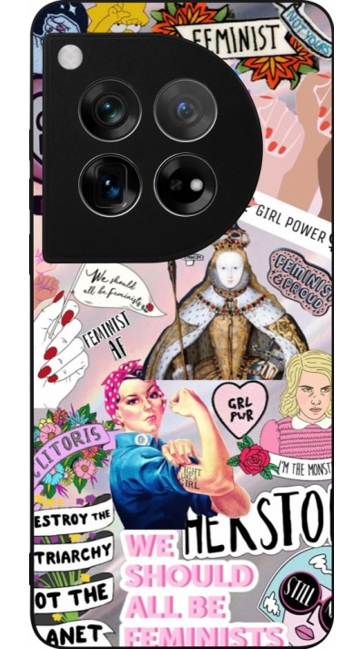 Coque OnePlus 12 - Silicone rigide noir Girl Power Collage