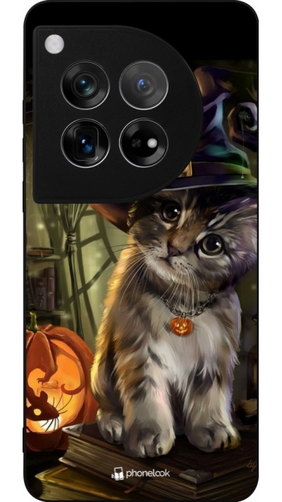 Coque OnePlus 12 - Silicone rigide noir Halloween 21 Witch cat