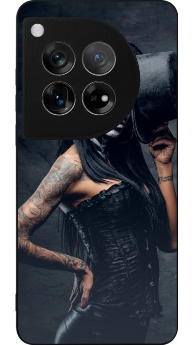 Coque OnePlus 12 - Silicone rigide noir Halloween 22 Tattooed Girl