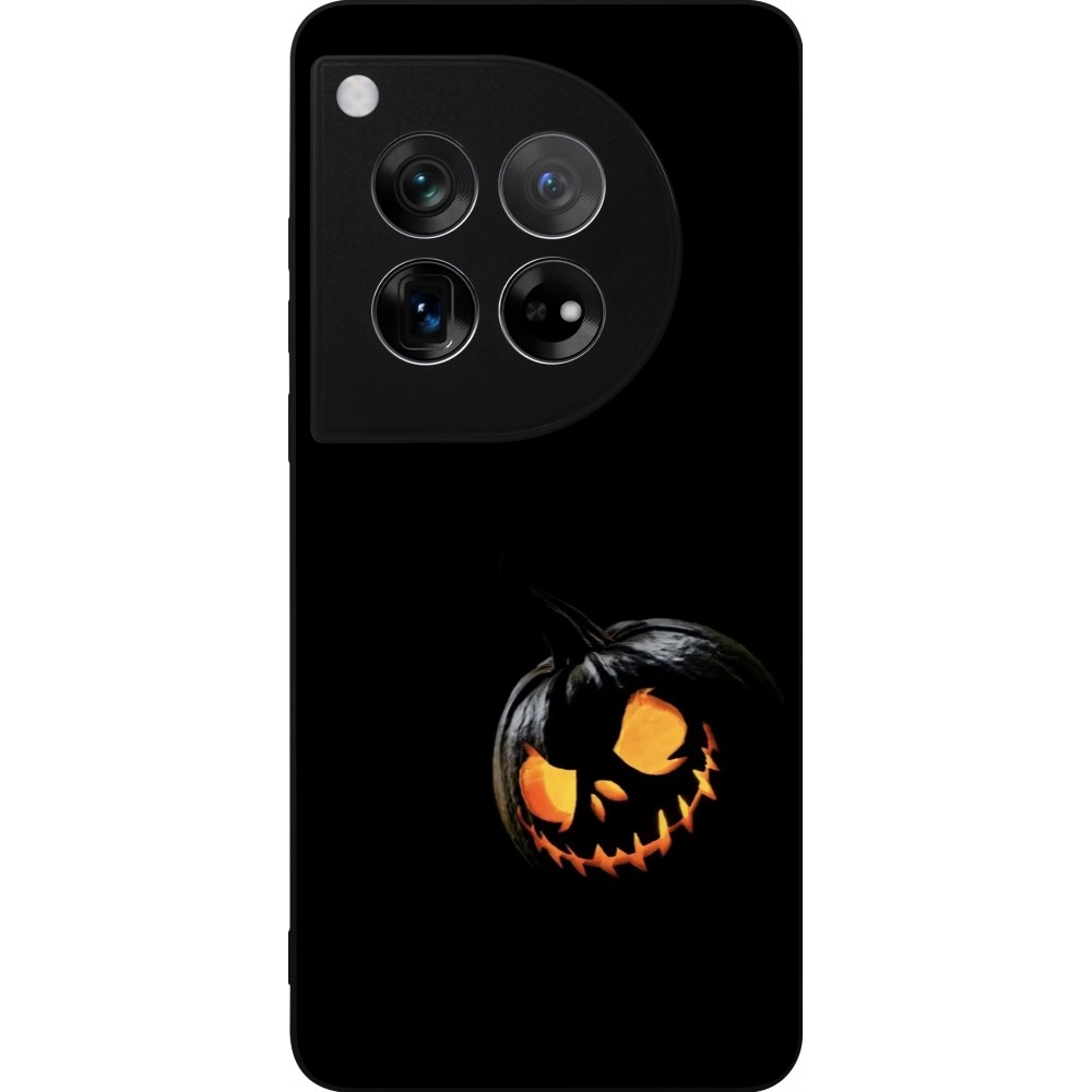 Coque OnePlus 12 - Silicone rigide noir Halloween 2023 discreet pumpkin