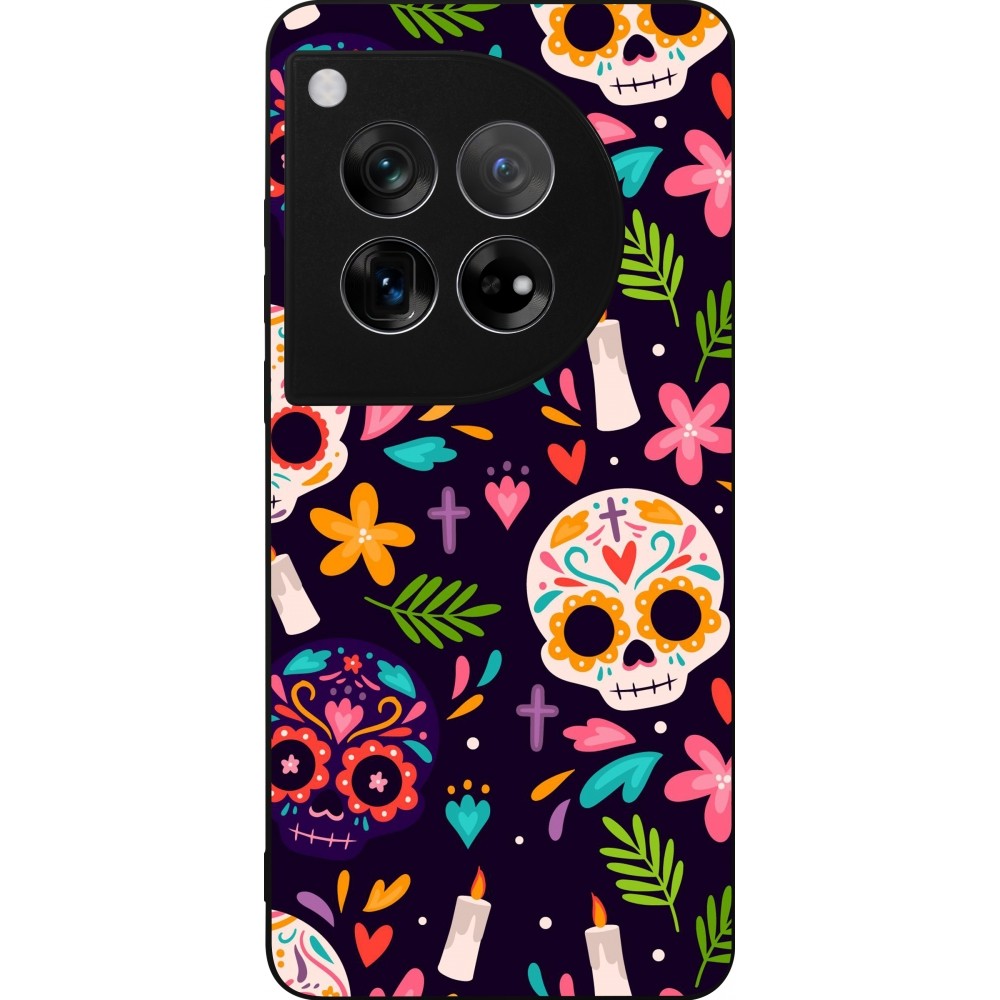 Coque OnePlus 12 - Silicone rigide noir Halloween 2023 mexican style