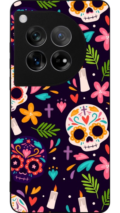 Coque OnePlus 12 - Silicone rigide noir Halloween 2023 mexican style