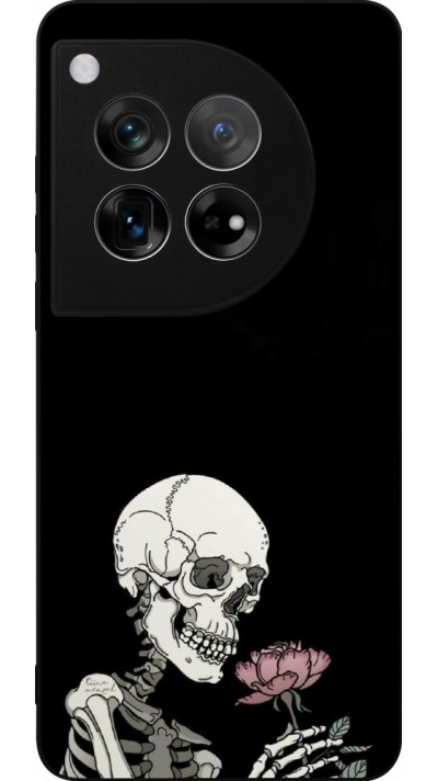 Coque OnePlus 12 - Silicone rigide noir Halloween 2023 rose and skeleton